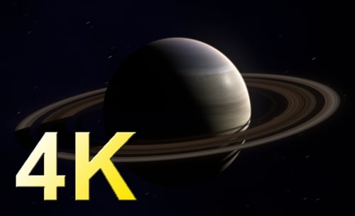 3D Render of Saturn Planet Rotating in Space with Stars