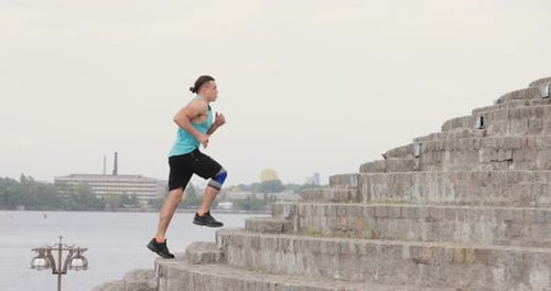Man Run Up on the Stairs