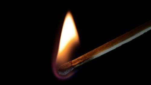 Dramatic Close Up of a Burning Matchstick
