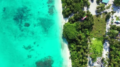 Luxury fly over abstract view of a white paradise beach and aqua turquoise water background in hi re