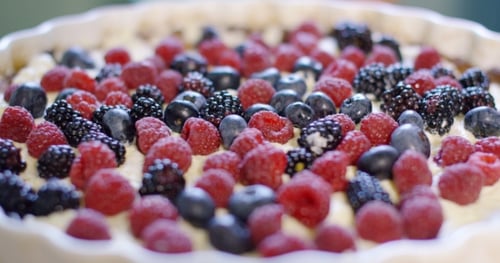Fresh Berry Tart Filled with Raspberries and Blueberries