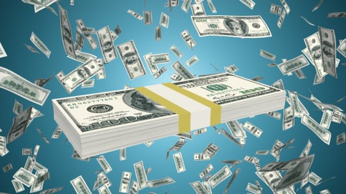 Falling 100 Dollar Bills and Stacks Animation