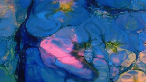 Abstract Fluid Art with Blue, Pink, and Yellow