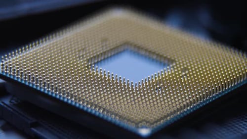 Bottom side of central processing unit CPU, showing its pins