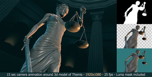 Lady Justice 3D Animated Statue Loop