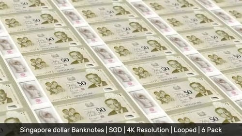Singapore Banknotes Money / Singapore dollar / Currency S$ / SGD / 6 Pack - 4K