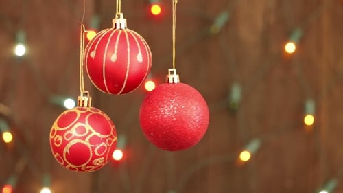 Sparkling Red Christmas Ornaments with Twinkling Lights