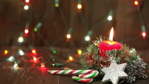 Holiday Candle Lights and Festive Ornaments