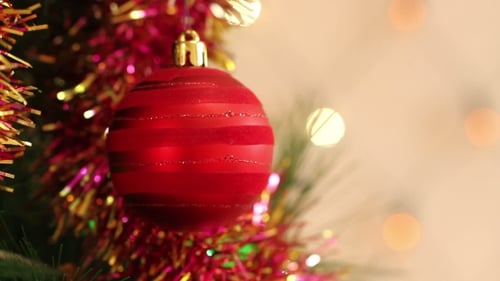 Christmas Ornament Hanging on Decorated Christmas Tree