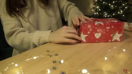 The Girl Prepared and Packed a Christmas Gift