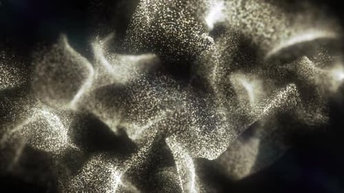 Abstract Golden Shimmering Particles Fluid Motion Background