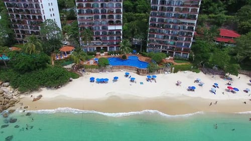 Aerial View of Tropical Beach with Turquoise Water
