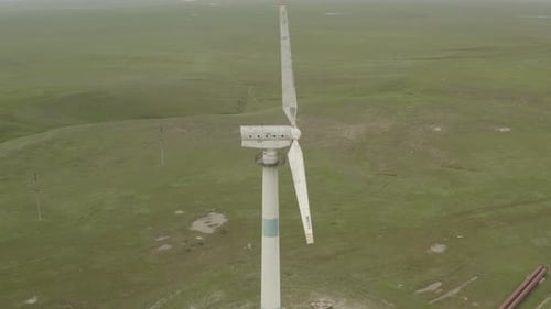 Aerial View of Powerful Wind Turbine Farm for Energy Production