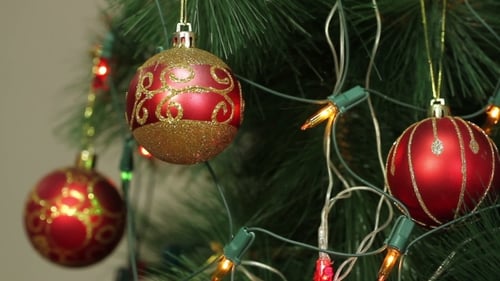 Festive Christmas Tree Decoration with Red Baubles