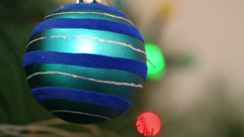 Striped Christmas Ornament Decoration Close Up