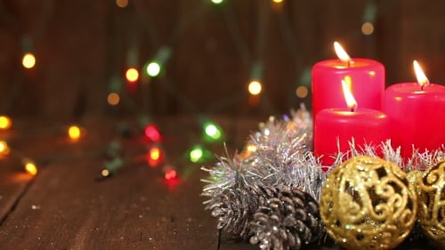 Christmas Arrangement. Burning Candles