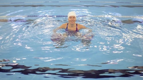 Woman In Aquarobic Fitness Swimming Pool