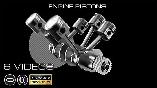 3D Animated Internal Combustion Engine Pistons Crankshaft Loop