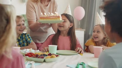 Kids Celebrating Birthday with Cake