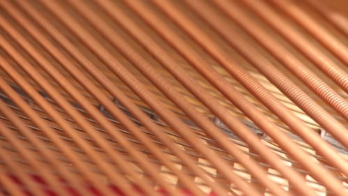 Strings Inside The Piano Musical Instrument.