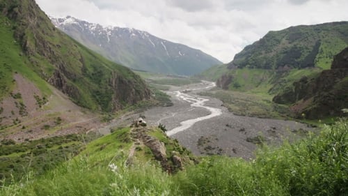 Georgian Mountains And Mountain Stream Landscape