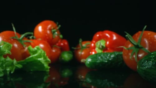 Fresh Vegetables with Water Droplets