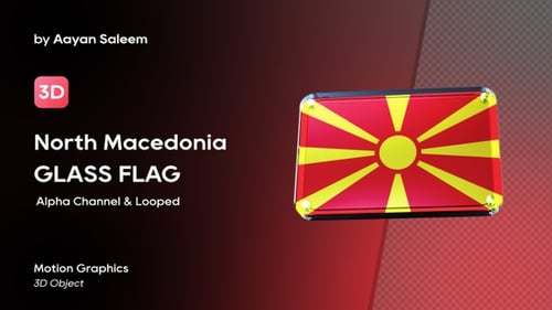 Modern Glossy 3D Macedonian Flag Rotating Emblem