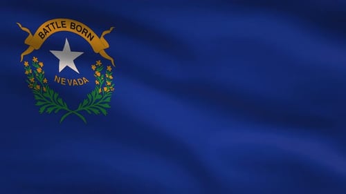 Nevada State Flag Waving with Realistic Fabric Motion