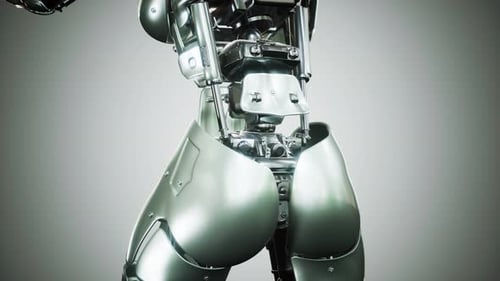 Futuristic Metallic Robot Torso Construction Animation