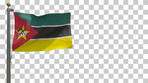 Realistic Waving Flag of Mozambique Loop