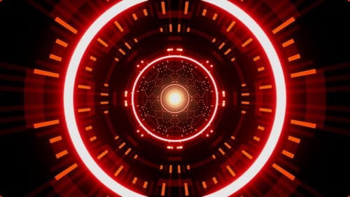Abstract Red Glowing Geometric Tunnel Loop Background