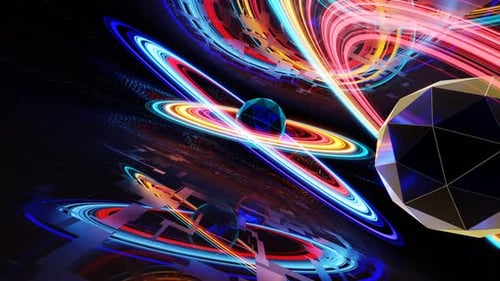 VJ Loop Abstract Animation Picture of the Movement of Abstract Planets