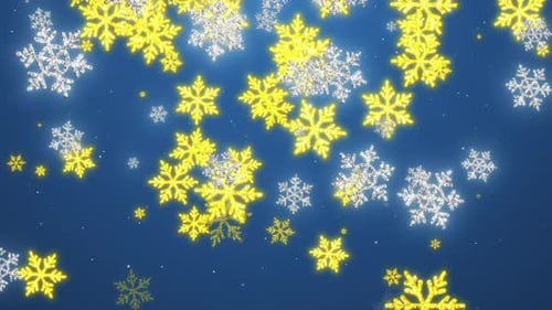 Sparkling Gold and Silver Snowflakes Falling Christmas Background