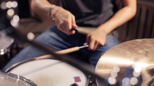 Male Musician Playing Drums And Cymbals At Studio 2
