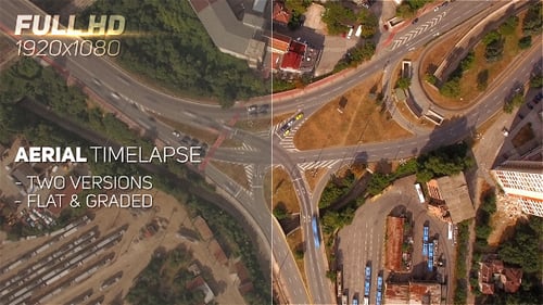 Aerial View of Busy City Road Intersection