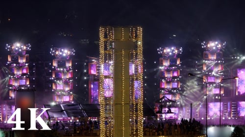 Bright Stage Lights at an Outdoor Music Concert