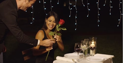 Romantic Rose Presentation at an Intimate Dinner