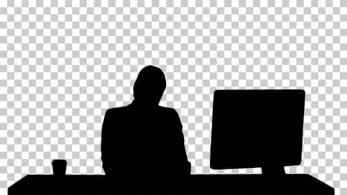 Mulher de silhueta procurando, Alpha Channel