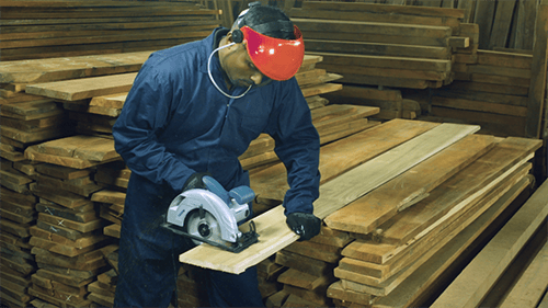 Asian Man with Circular Saw