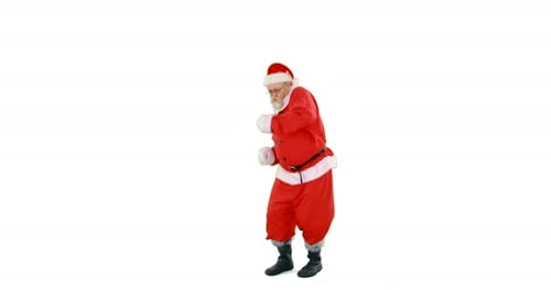 Santa Claus Dancing on White Background