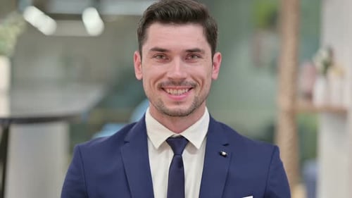 Smiling Young Adult Man in Business Suit