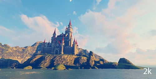 Panorama de la isla con fantástico castillo