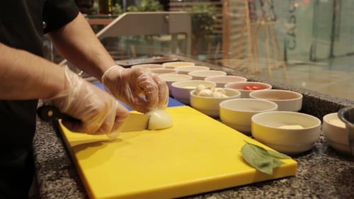 Cutting Onion With a Knife