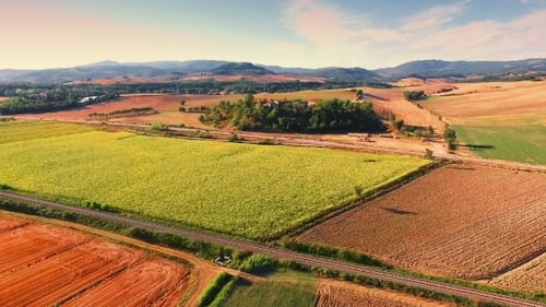 Scenic Aerial View of Rural Farm Lands
