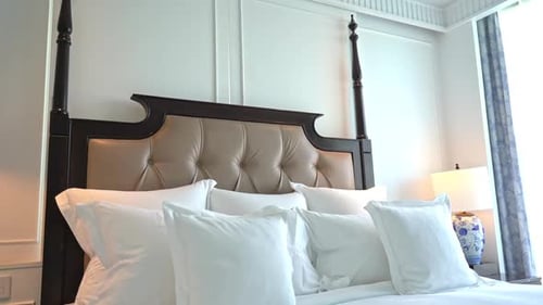 Luxurious Hotel Bed with White Linens
