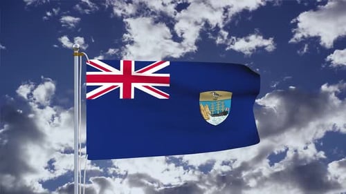 Animated Saint Helena Flag Waving in Blue Sky