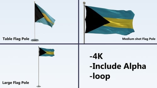 Bahamas National Flag Waving Loop with Alpha Channel