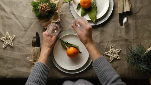 Cozy Holiday Dinner Table Setting Preparation