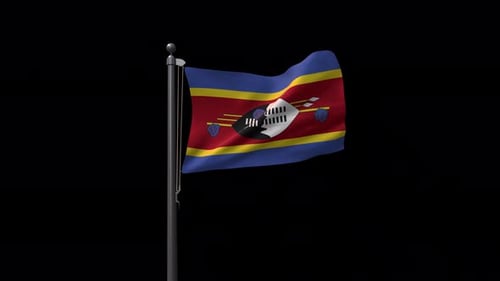 Eswatini Flag Waving on Flagpole Seamless Loop