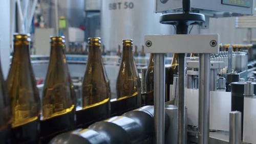 Beer Bottles On A Production Line